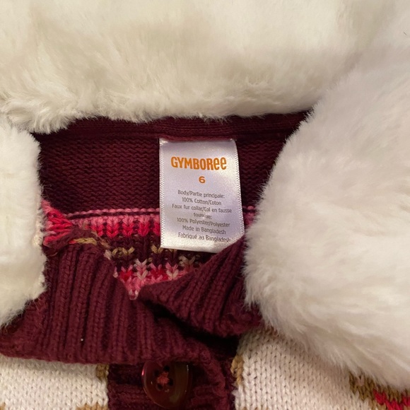 Sz 6 cropped Gingerbread cardigan sweater with faux fur collar - Picture 3 of 3